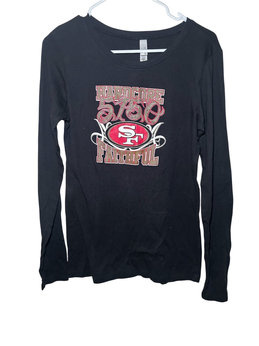 San Francisco Forty Niners Long-Sleeve Black 'Hardcore Faithful' Football Top XL